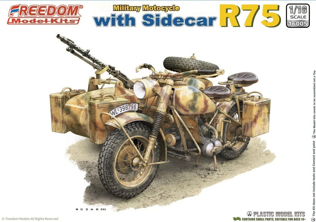 Model Kit History - ฟรีดอม F16005 1/35 สเกล R75 รถจักรยานยนต์สามล้อ