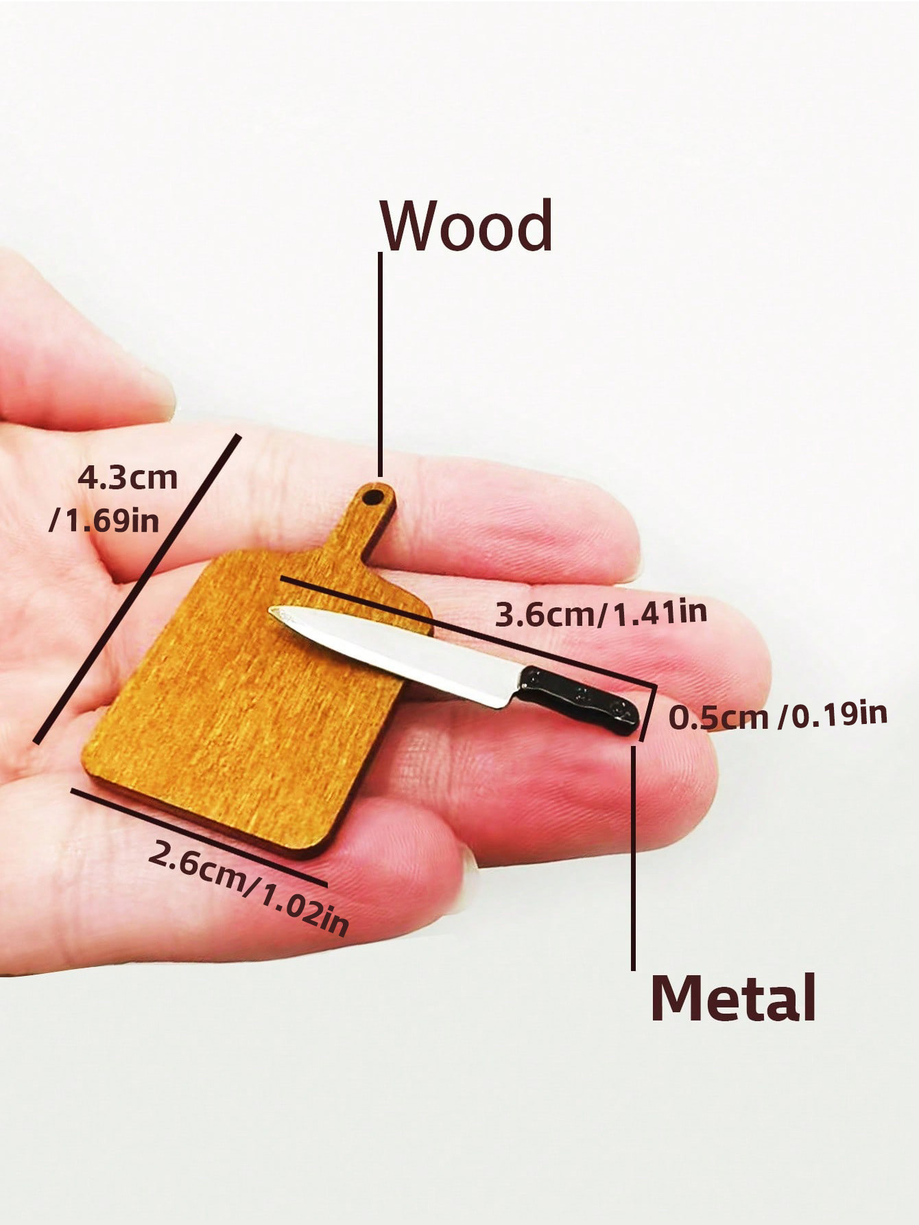 Model Kit Cutter - ชุดครัวจิ๋วสำหรับบ้านตุ๊กตา พร้อมเขียง มีดผลไม้ มีดปังตอ จานรองสเต็ก ของเล่นจิ๋วสำหรับบ้านตุ๊กตาขนาด