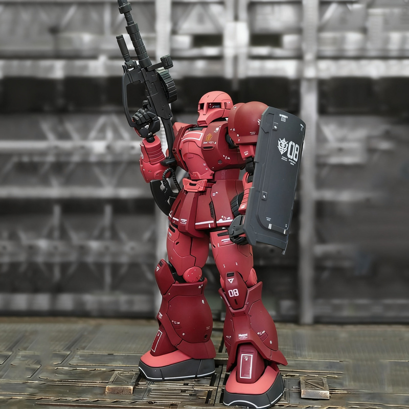 Model Kit Zaku - ชุดประกอบโมเดลหุ่นยนต์ GTO 015 ชาร์ รุ่นเก่า สีแดง
