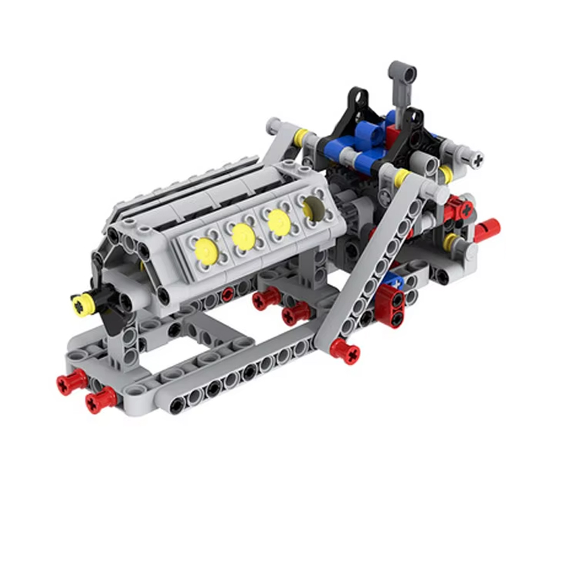 Model Kit V8 Engine - 4 สปีดเกียร์ + V8 เครื่องยนต์ชุดบล็อกตัวต่ออนุภาคขนาดเล็กชุดประกอบ DIY