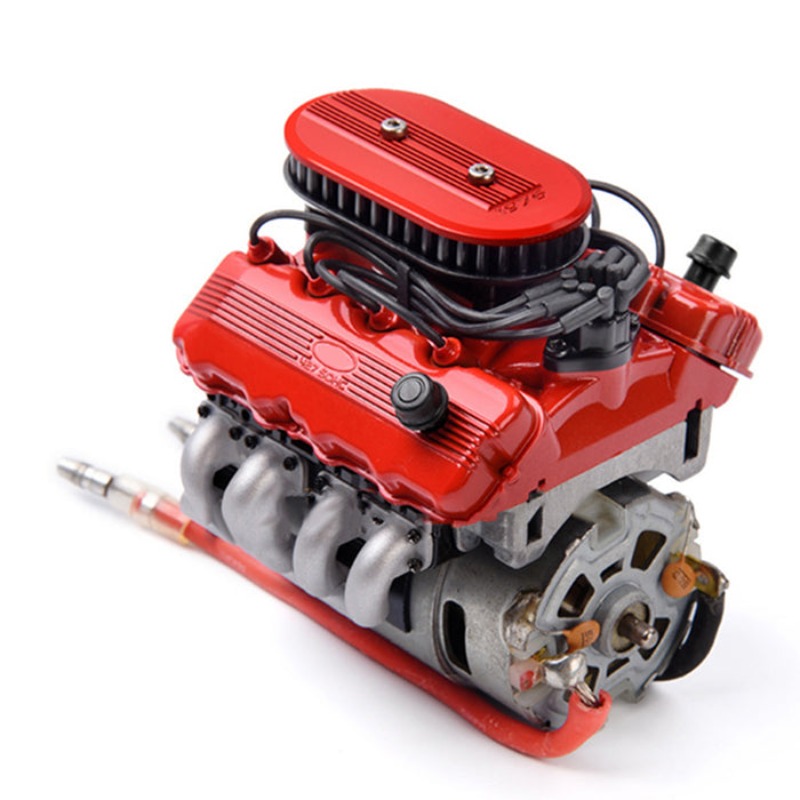 Model Kit V8 Engine - ชุดฝาครอบมอเตอร์พัดลมหม้อน้ำเครื่องยนต์ GRC V8 รุ่น F76 ชุดประกอบโมเดลมอเตอร์หม้อน้ำสำหรับรถบังคับวิทยุขนาด