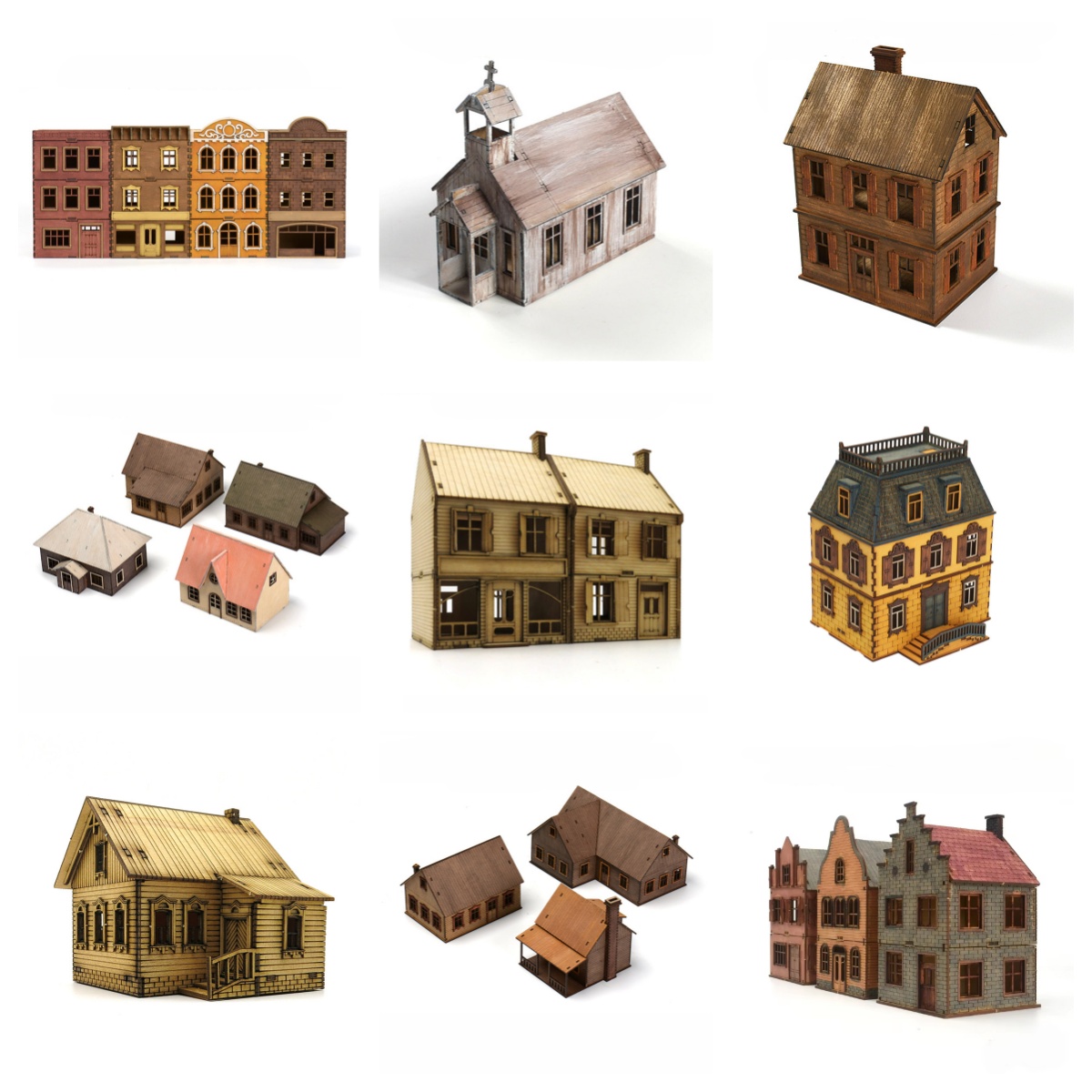 Model Kit Centaur - ชุดประกอบบ้านไม้ 1/72 สไตล์สถาปัตยกรรมยุโรป บ้านแถว ร้านค้า โบสถ์