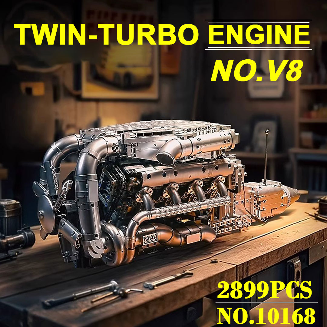 Model Kit V8 Engine - ชุดเครื่องยนต์ Mould King 10168 V8 Twin
