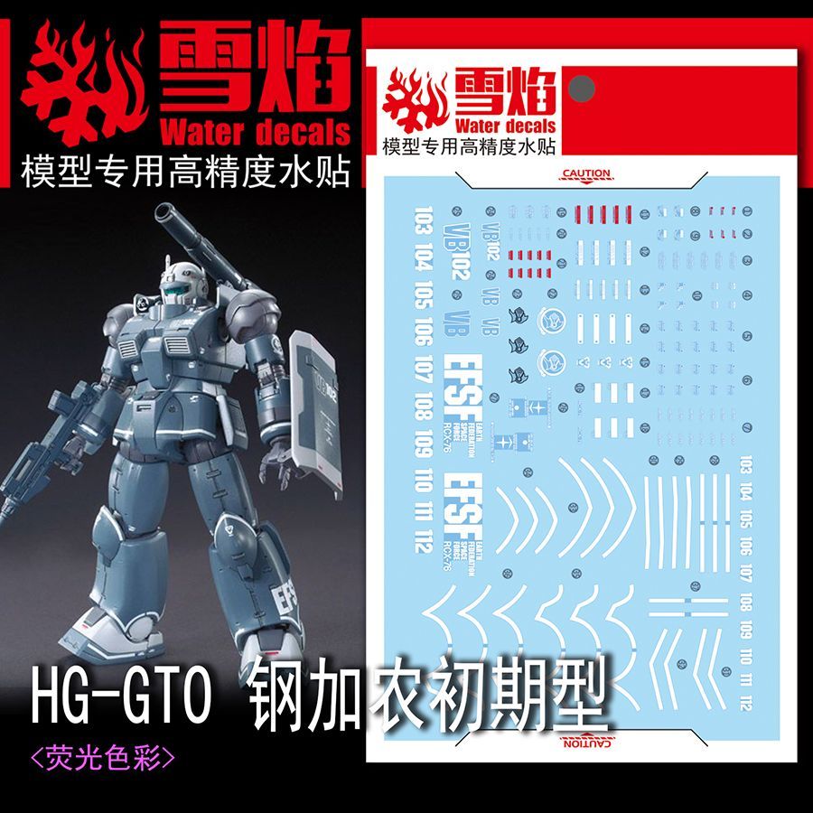Model Kit Hg - สติ๊กเกอร์โมเดลแบบฟลูออเรสเซนต์ความแม่นยำสูงสำหรับ 1/144 HG-06 GTO Guncannon First