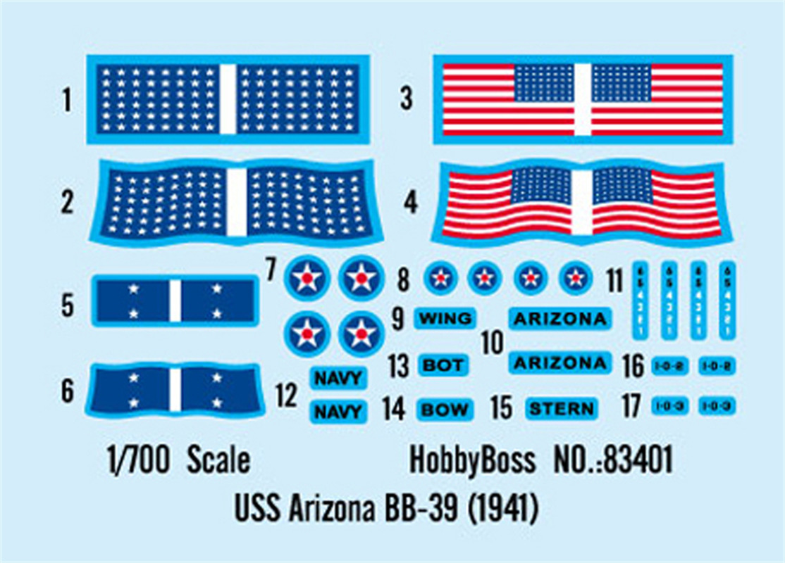 HobbyBoss 83401 1/700 Scale US - Model Kit Uss Arizona บทวิจารณ์และราคา